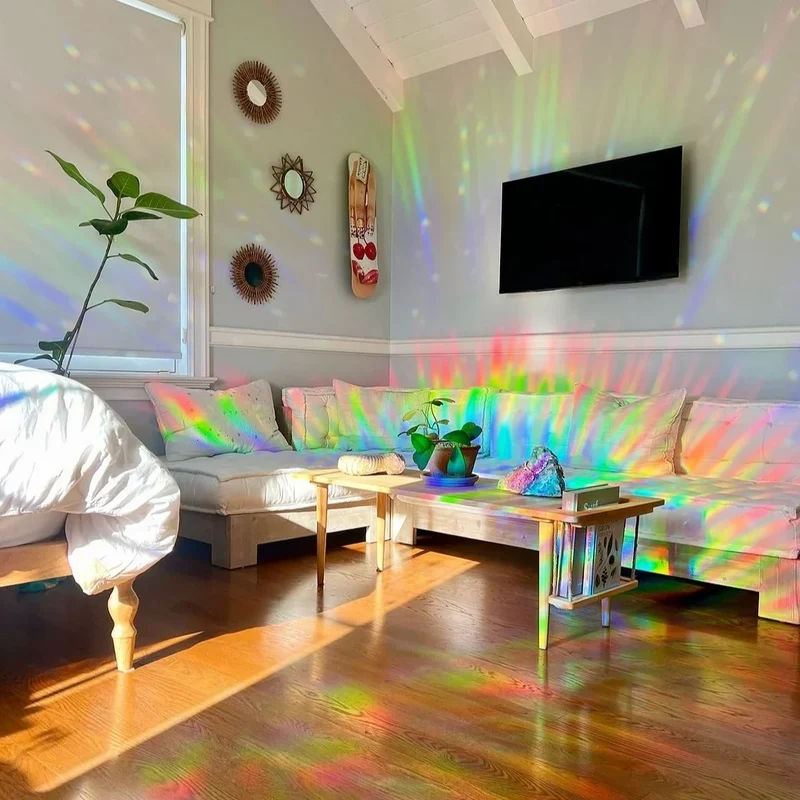 Regenboogfolie – statische raamdecoratie die zonlicht breekt in kleur