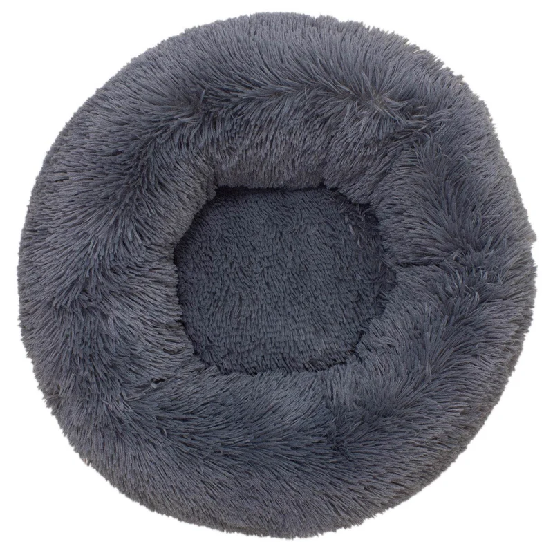 Cama redonda suave gris oscuro