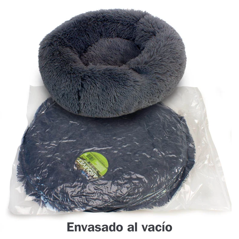 Cama redonda suave gris oscuro