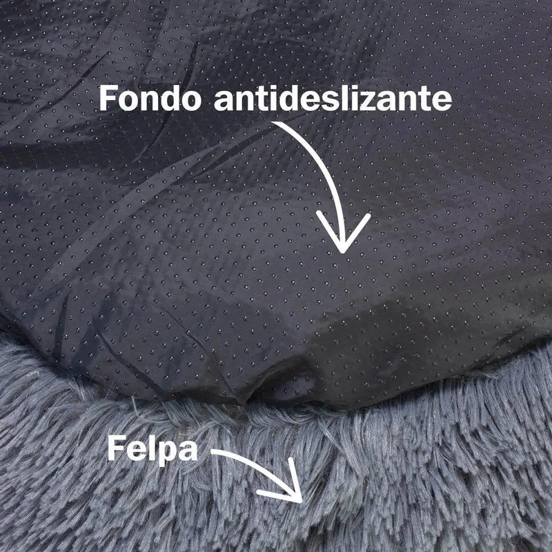 Cama redonda suave gris oscuro