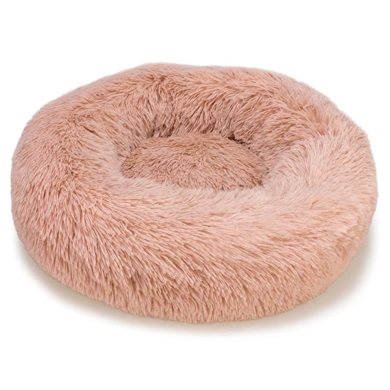 Cama redonda suave rosa