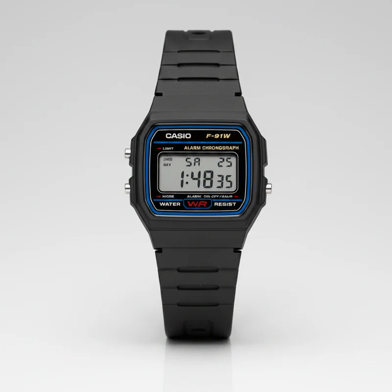 Orologio Casio F91W Retro impermeabile - Elegante, semplice, piccolo, quadrato, con display LCD, elettronico