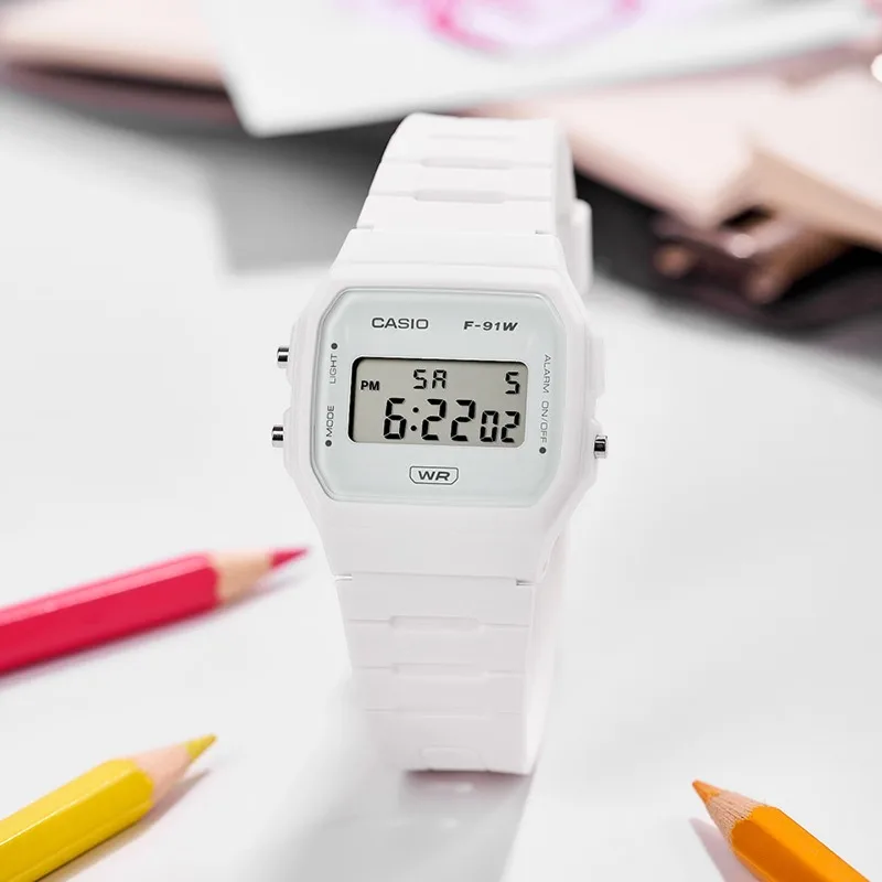 Orologio Casio F91W Retro impermeabile - Elegante, semplice, piccolo, quadrato, con display LCD, elettronico