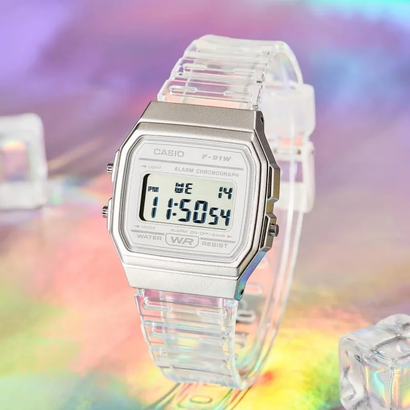 Orologio Casio F91W Retro impermeabile - Elegante, semplice, piccolo, quadrato, con display LCD, elettronico