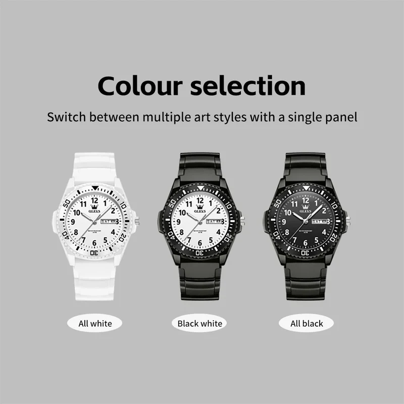 Orologio OLEVS 2703 con movimento al quarzo, doppio calendario, cinturino in silicone e impermeabile fino a 30 metri, ideale per studenti.
