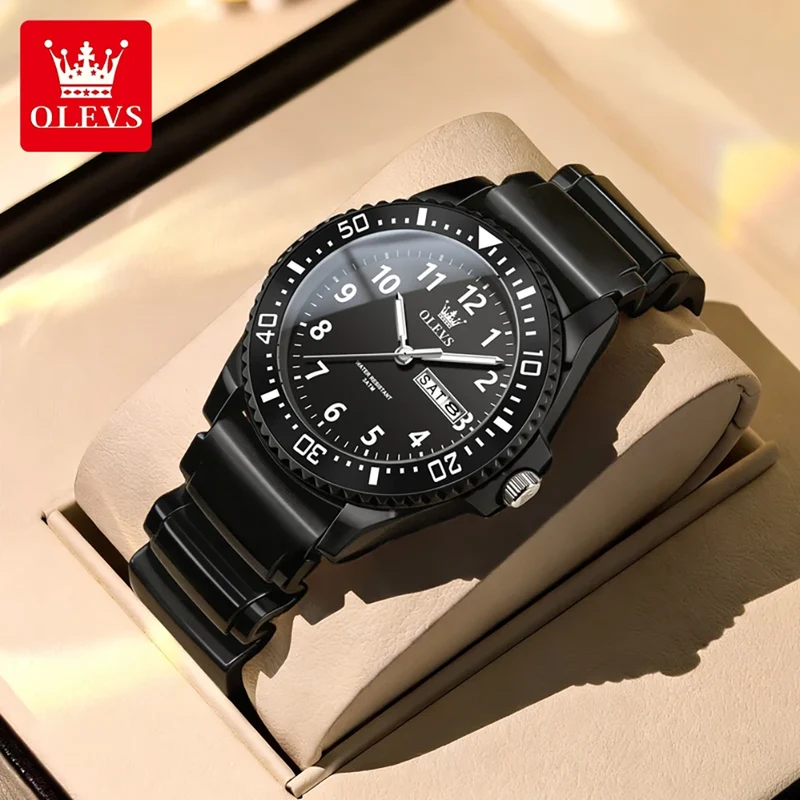 Orologio OLEVS 2703 con movimento al quarzo, doppio calendario, cinturino in silicone e impermeabile fino a 30 metri, ideale per studenti.
