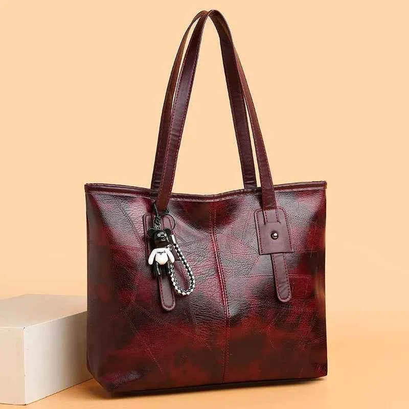Borsa tote alla moda e capiente per donna - Borsa a tracolla singola con cerniera e chiusura orizzontale quadrata