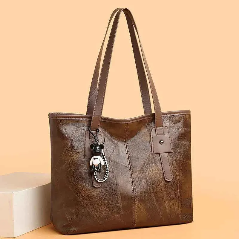 Borsa tote alla moda e capiente per donna - Borsa a tracolla singola con cerniera e chiusura orizzontale quadrata