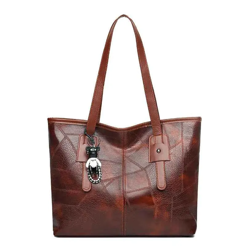 Borsa tote alla moda e capiente per donna - Borsa a tracolla singola con cerniera e chiusura orizzontale quadrata