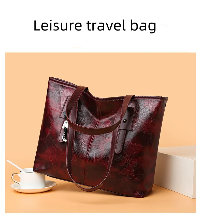 Borsa tote alla moda e capiente per donna - Borsa a tracolla singola con cerniera e chiusura orizzontale quadrata
