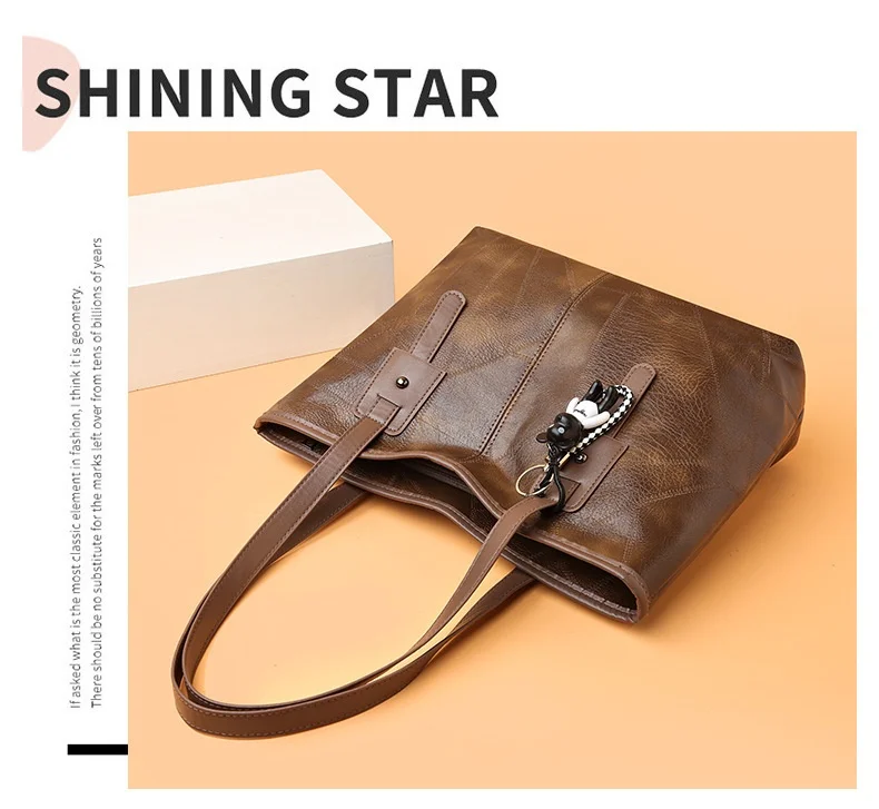 Borsa tote alla moda e capiente per donna - Borsa a tracolla singola con cerniera e chiusura orizzontale quadrata