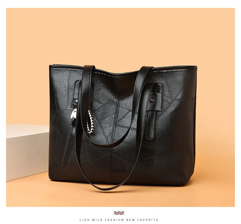 Borsa tote alla moda e capiente per donna - Borsa a tracolla singola con cerniera e chiusura orizzontale quadrata