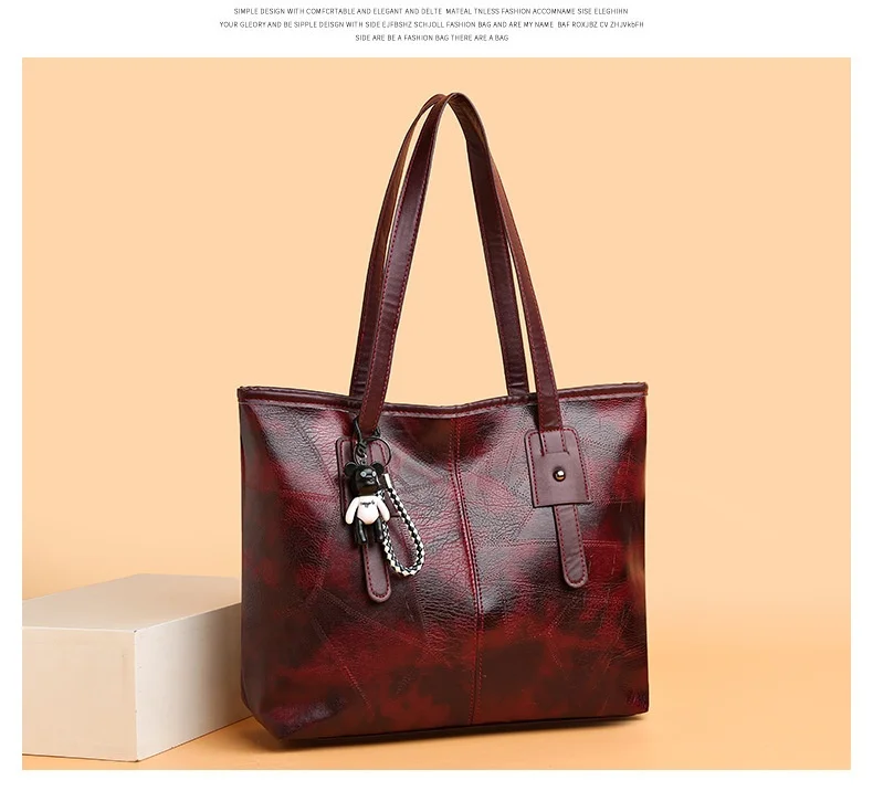 Borsa tote alla moda e capiente per donna - Borsa a tracolla singola con cerniera e chiusura orizzontale quadrata