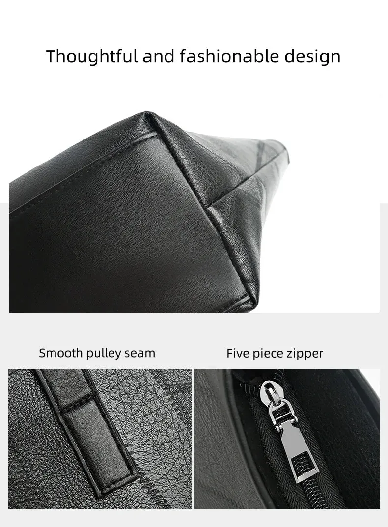 Borsa tote alla moda e capiente per donna - Borsa a tracolla singola con cerniera e chiusura orizzontale quadrata