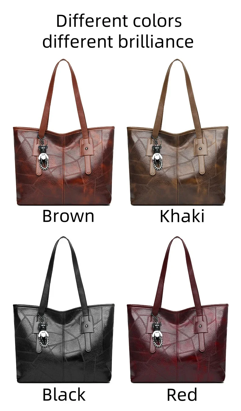 Borsa tote alla moda e capiente per donna - Borsa a tracolla singola con cerniera e chiusura orizzontale quadrata