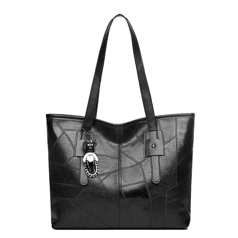 Borsa tote alla moda e capiente per donna - Borsa a tracolla singola con cerniera e chiusura orizzontale quadrata