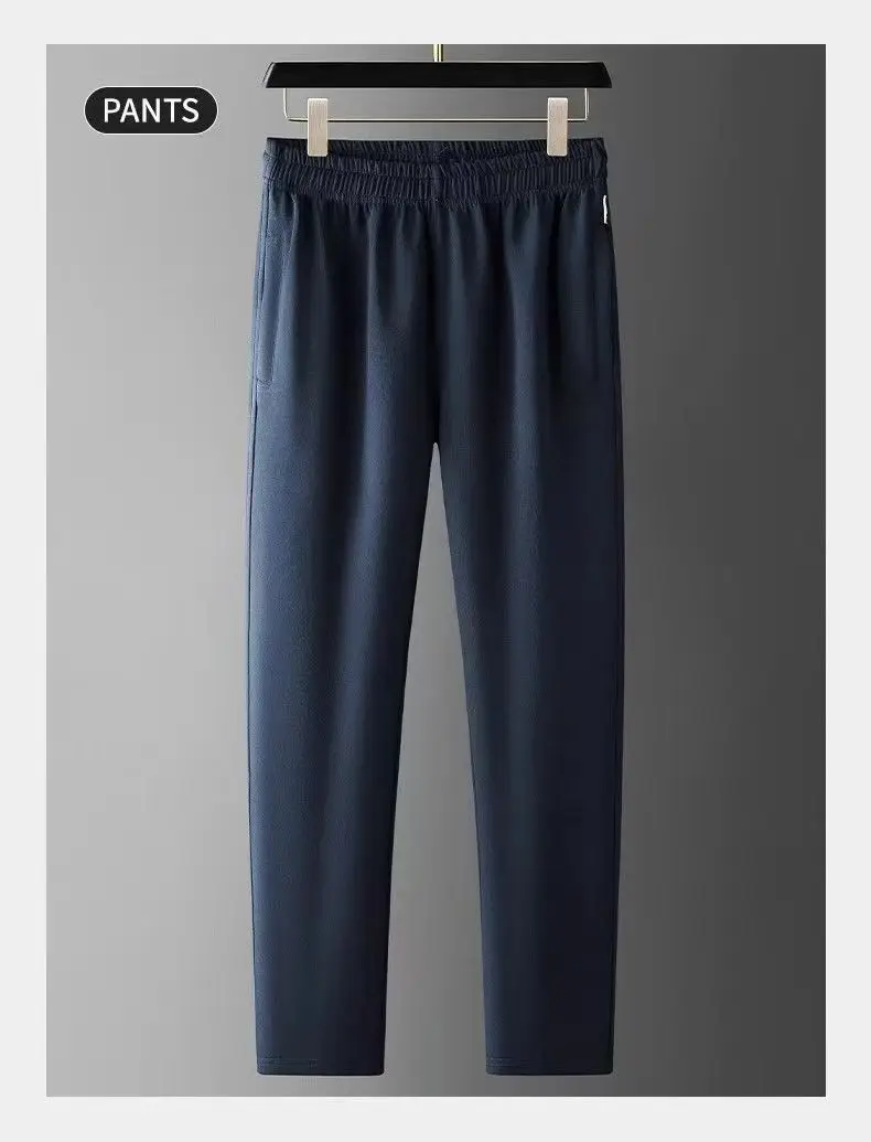 Completo sportivo da uomo in cotone: felpa elegante con colletto alla coreana e pantaloni cardigan casual.