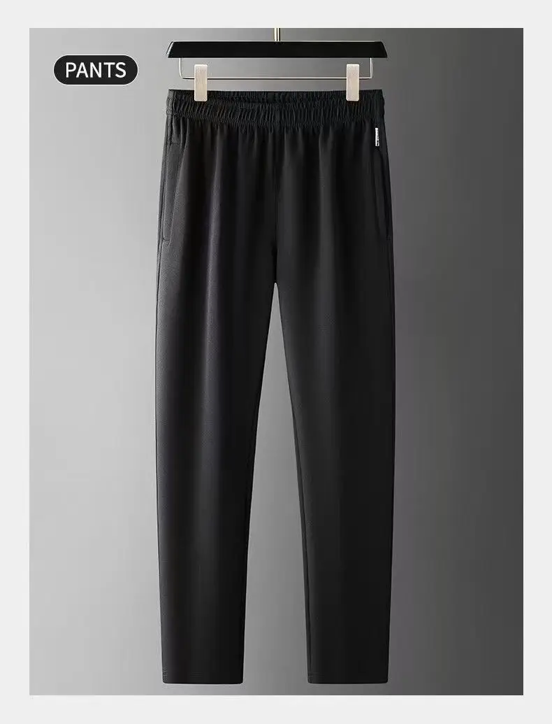 Completo sportivo da uomo in cotone: felpa elegante con colletto alla coreana e pantaloni cardigan casual.