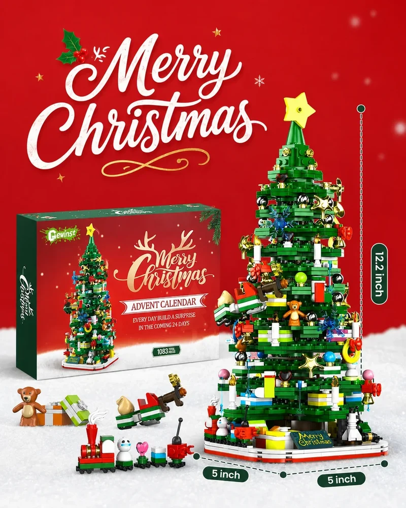Adventskalender met bouwsets – elke dag bouwen aan een eigen kerstboom