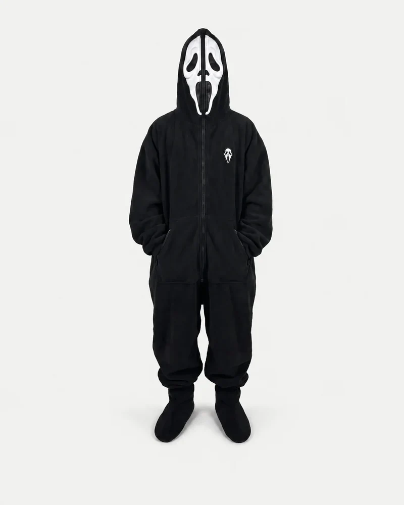Onesie – Halloween-onesie van fleece met maskercapuchon en rits tot boven