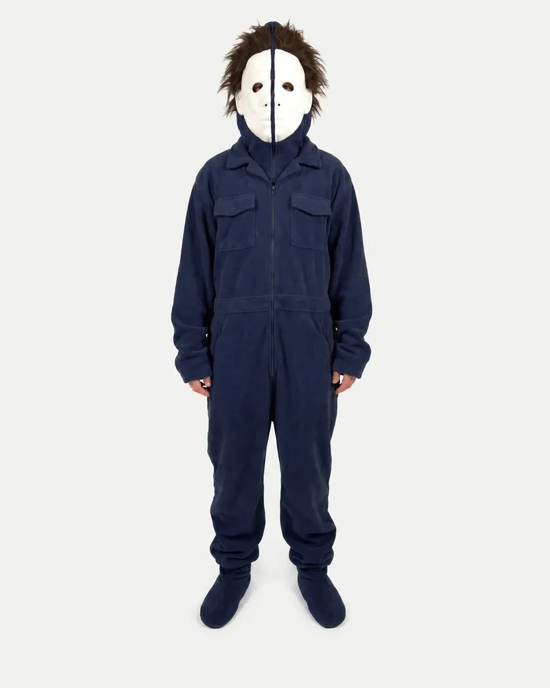 Onesie – Halloween-onesie van fleece met maskercapuchon en rits tot boven