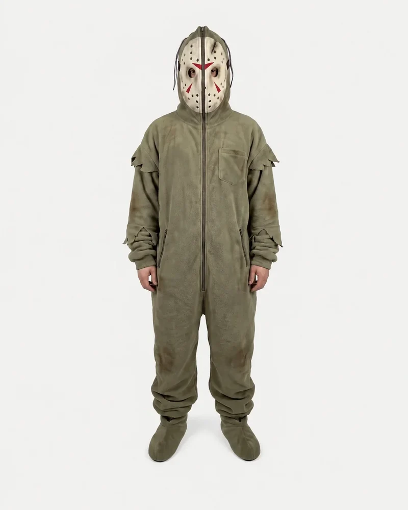Onesie – Halloween-onesie van fleece met maskercapuchon en rits tot boven