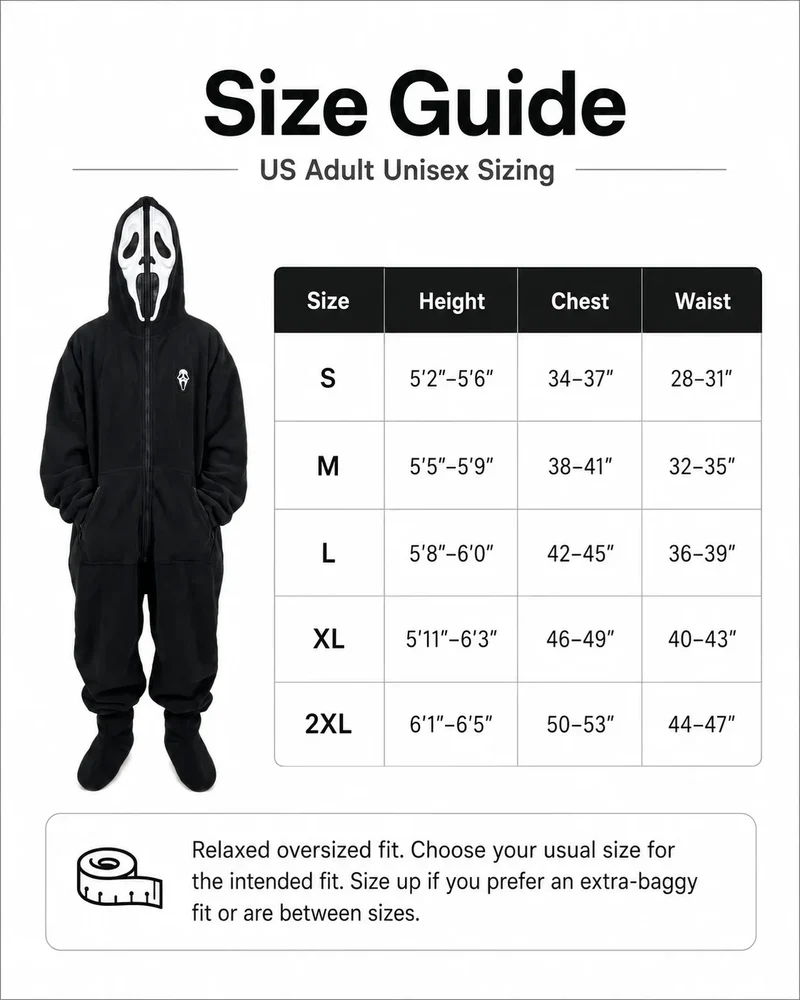 Onesie – Halloween-onesie van fleece met maskercapuchon en rits tot boven