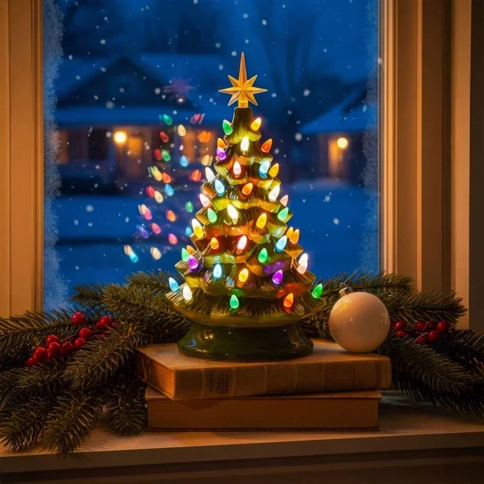 Vintage kerstboom lamp – klassiek boompje met ster en lichtjes