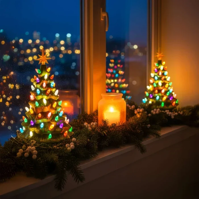 Vintage kerstboom lamp – klassiek boompje met ster en lichtjes