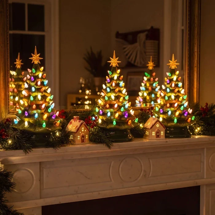 Vintage kerstboom lamp – klassiek boompje met ster en lichtjes