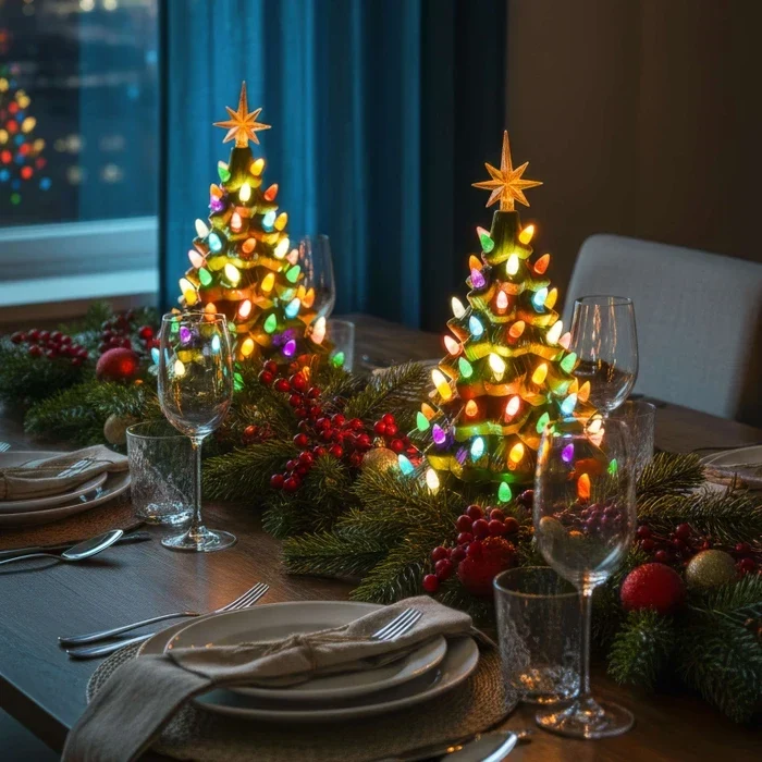 Vintage kerstboom lamp – klassiek boompje met ster en lichtjes