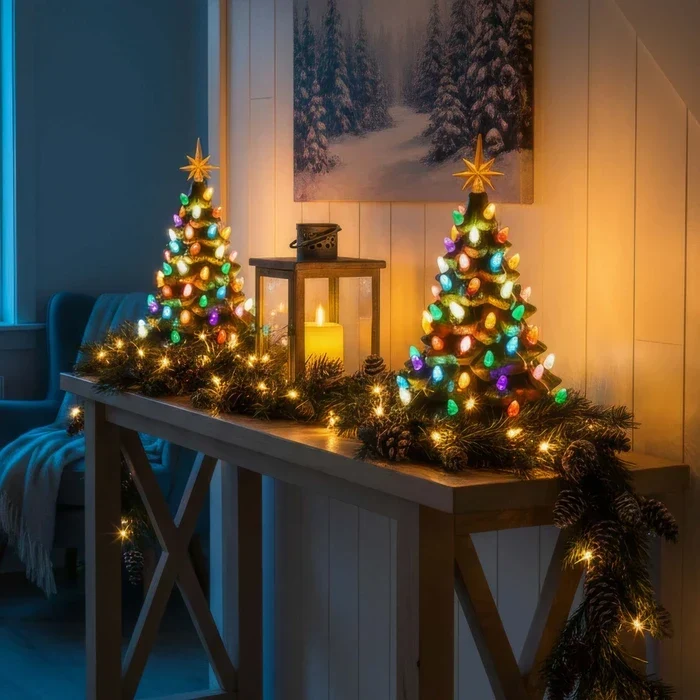 Vintage kerstboom lamp – klassiek boompje met ster en lichtjes