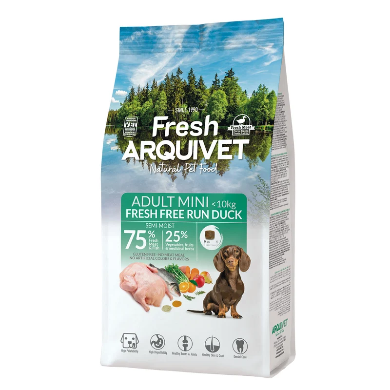 Alimento semihúmedo con Pato de Granja fresco para perros de razas MINI - Fresh