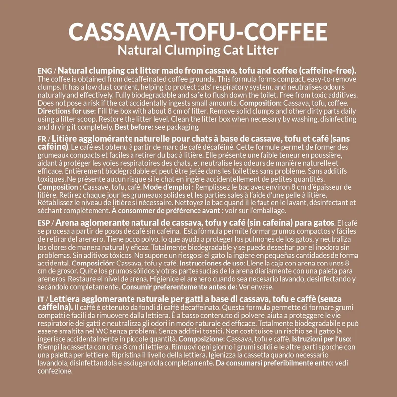 Cassava Tofu Coffee Cat Litter - Arena aglomerante para gatos