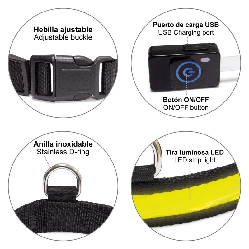 Collar luminoso LED - Amarillo