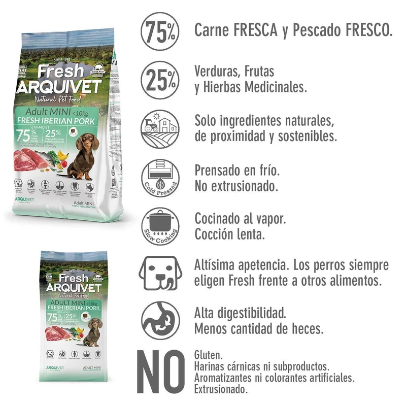 Alimento semihúmedo con Cerdo Ibérico fresco para perros de razas mini - Fresh