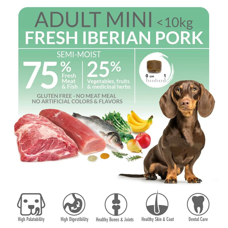 Alimento semihúmedo con Cerdo Ibérico fresco para perros de razas mini - Fresh