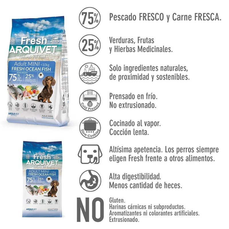 Alimento semihúmedo con Pescado del Océano para perros de razas mini - Fresh