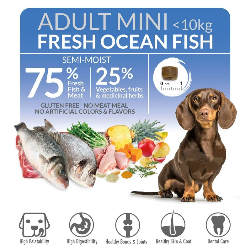 Alimento semihúmedo con Pescado del Océano para perros de razas mini - Fresh