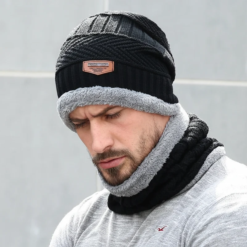Cappelli invernali da uomo - Cappello a scodella, berretto con sciarpa di lana, passamontagna, berretto lavorato a maglia e gorras