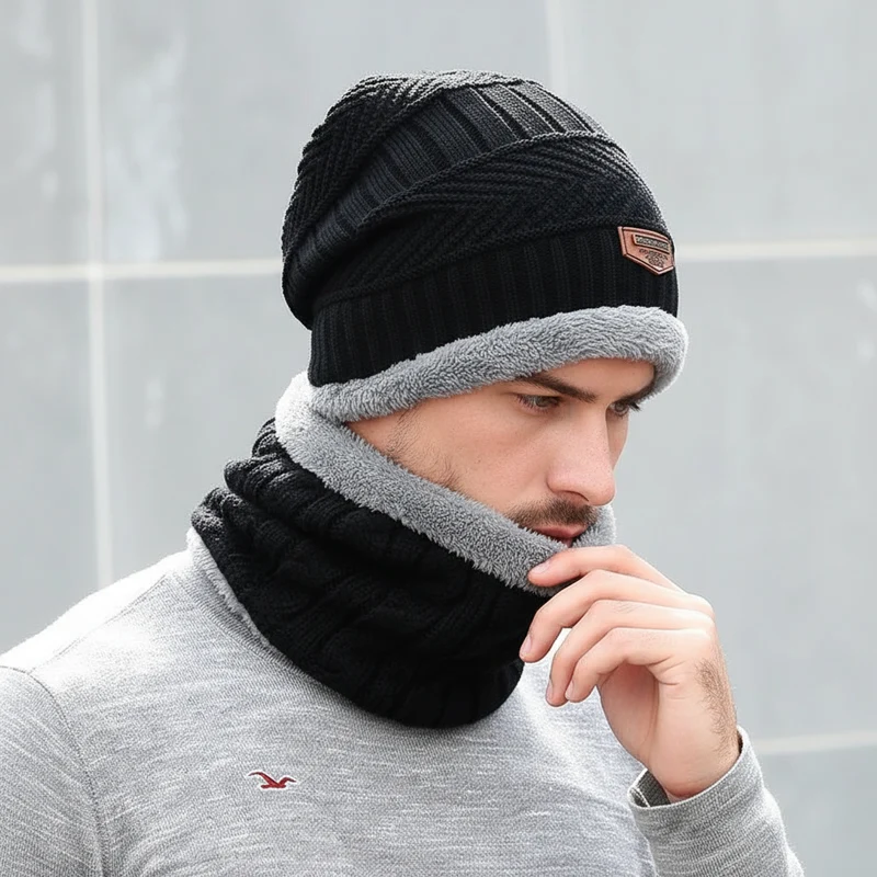 Cappelli invernali da uomo - Cappello a scodella, berretto con sciarpa di lana, passamontagna, berretto lavorato a maglia e gorras