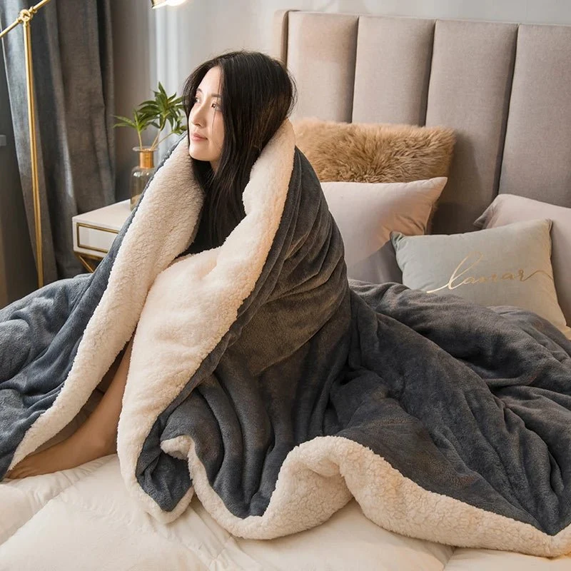 Coperta in lana per il calore invernale - Copripiumino matrimoniale double-face e copriletto da campeggio