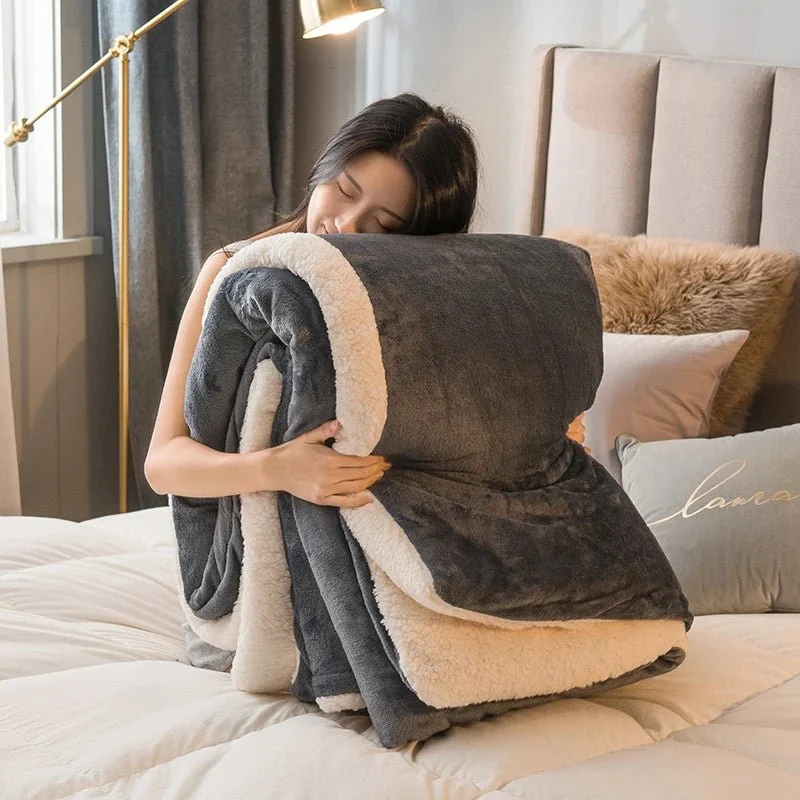 Coperta in lana per il calore invernale - Copripiumino matrimoniale double-face e copriletto da campeggio
