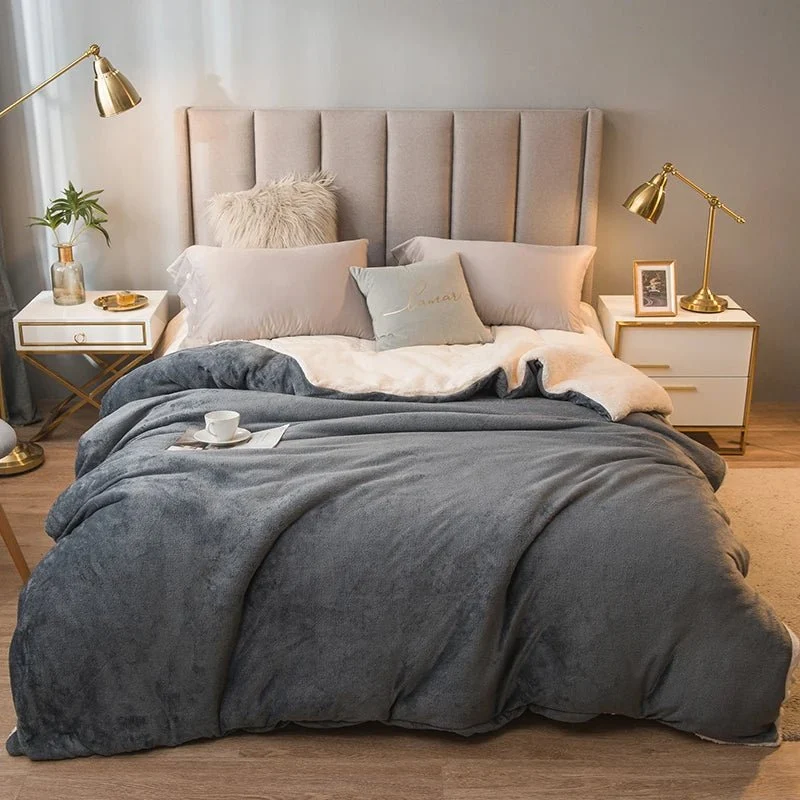 Coperta in lana per il calore invernale - Copripiumino matrimoniale double-face e copriletto da campeggio