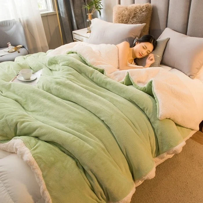 Coperta in lana per il calore invernale - Copripiumino matrimoniale double-face e copriletto da campeggio