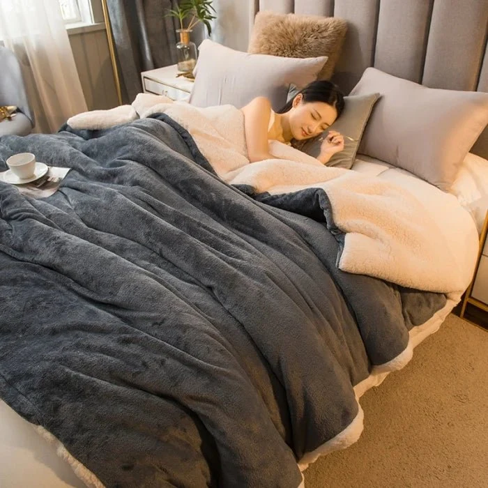 Coperta in lana per il calore invernale - Copripiumino matrimoniale double-face e copriletto da campeggio