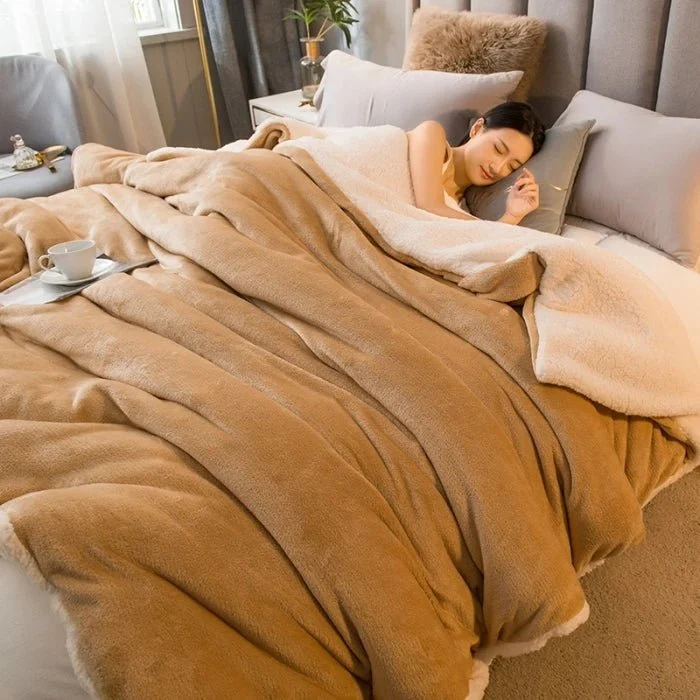 Coperta in lana per il calore invernale - Copripiumino matrimoniale double-face e copriletto da campeggio