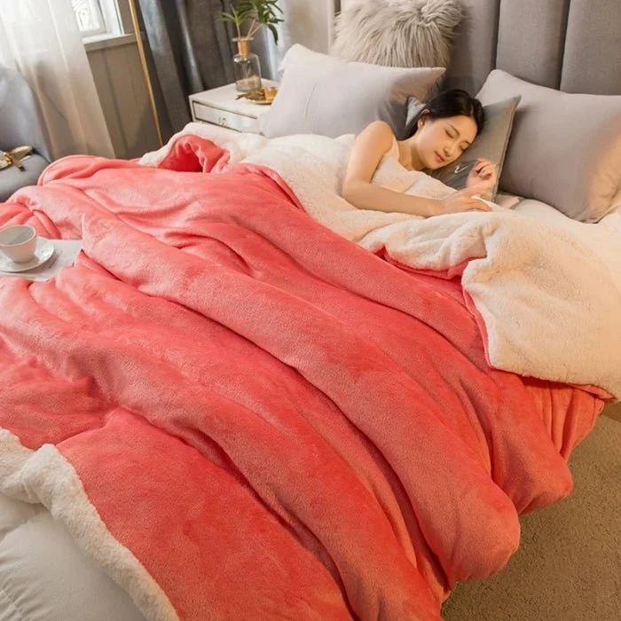 Coperta in lana per il calore invernale - Copripiumino matrimoniale double-face e copriletto da campeggio