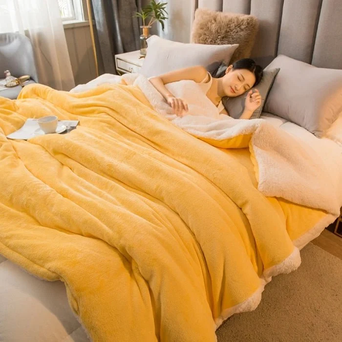 Coperta in lana per il calore invernale - Copripiumino matrimoniale double-face e copriletto da campeggio