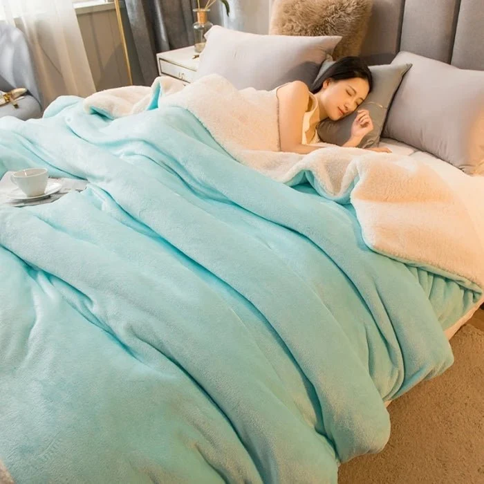 Coperta in lana per il calore invernale - Copripiumino matrimoniale double-face e copriletto da campeggio